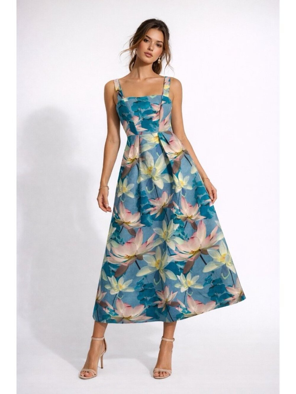 NWOT KAY UNGER ANNABELLA DRESS 0 midi party wedding guest floral cocktail event